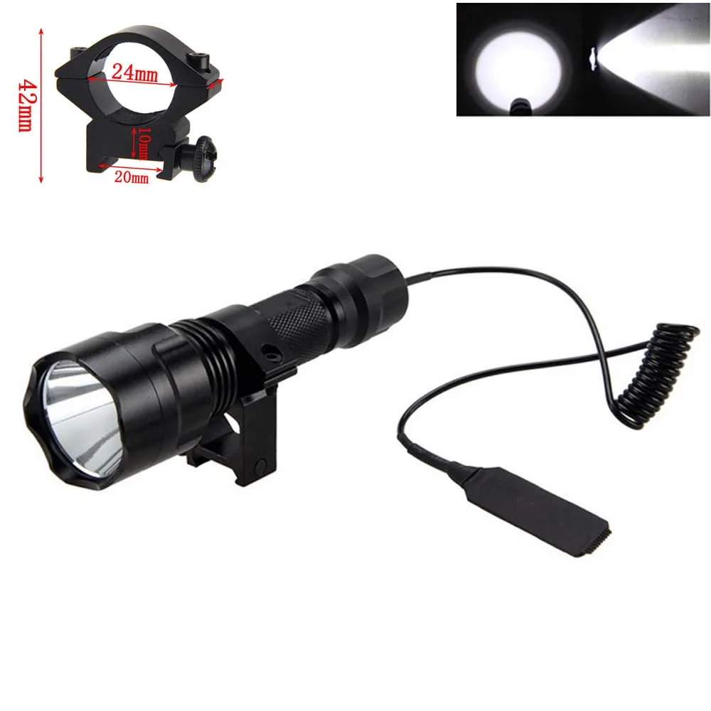 Портативный C8 CREE XM-L T6 белый/зеленый/красный светодиодный тактический фонарь 18650 аккумулятор фонарь для охоты высокого качества luz - Испускаемый цвет: Холодный белый