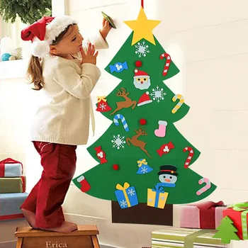 

Kids DIY Christmas Felt Tree Creative Artificial Tree Toy With Ornaments New Year Gifts Wall Hanging Decoration For Home Navidad