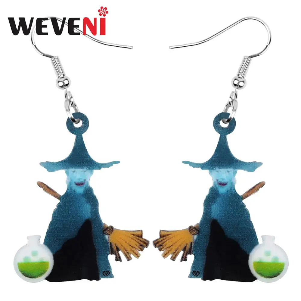 WEVENI акрил Хэллоуин Аниме метла Демон ведьма серьги подвески в форме капли