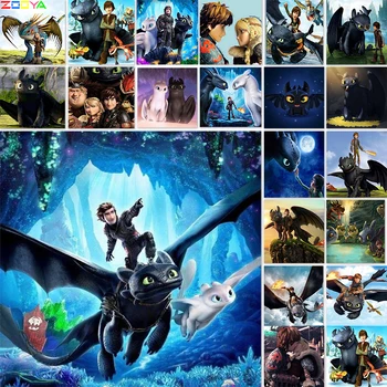 

5D Diy Fashion Diamond Embroidery Cross Stitch Kits Diamond Painting How To Train Your Dragon 2 Movie Poster Mosaic Decor 4Erh2