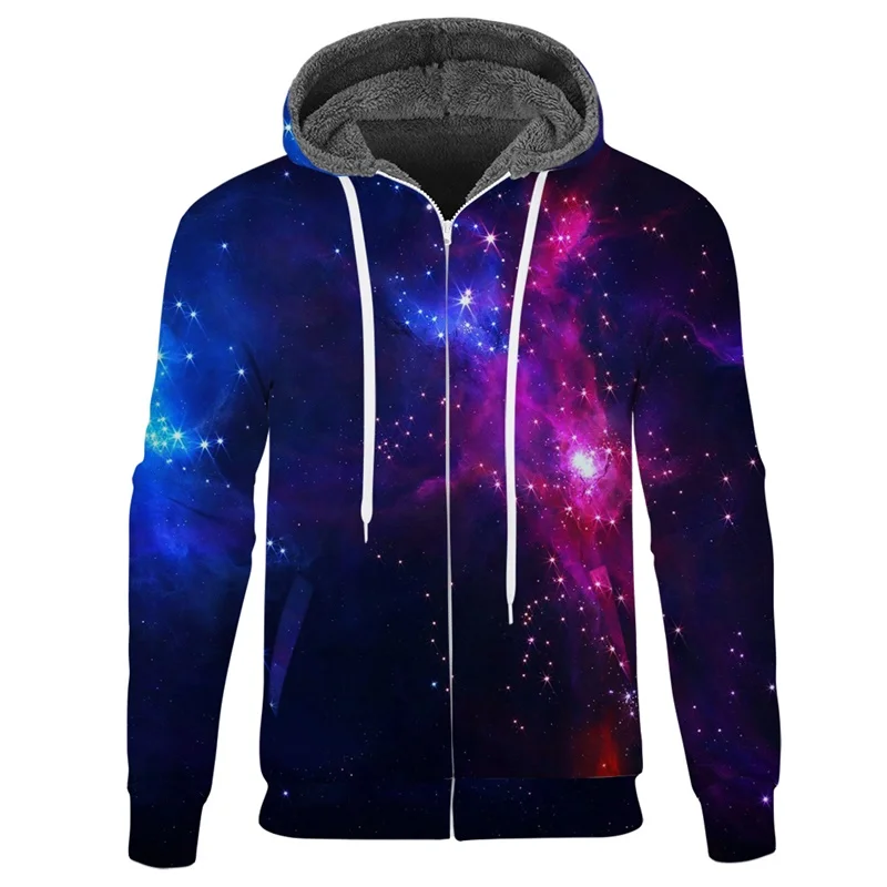 3DA9JRLL063 Cloudstyle, новинка, Зимняя мужская флисовая толстовка на молнии, 3D принт, галактика, Толстая Толстовка с длинным рукавом, мужская куртка, уличная одежда - Цвет: 3DA9JRLL063