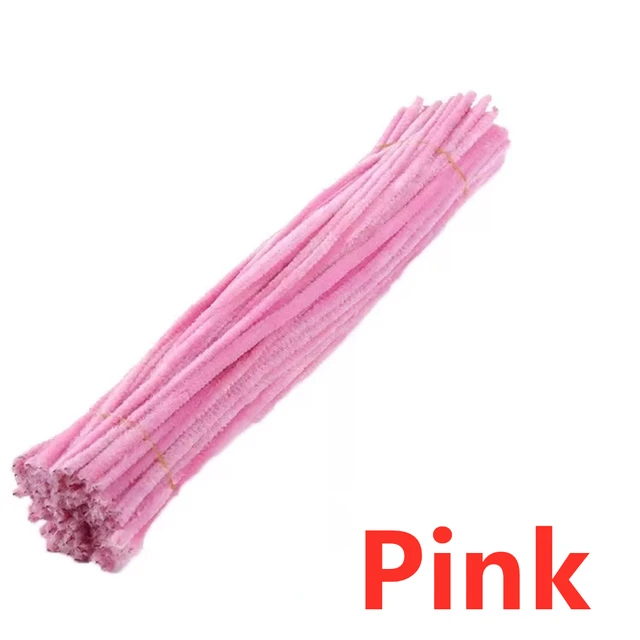100pcs 30cm Chenille Stems Pipe Cleaners Kids Plush Educational Toy Colorful Pipe Cleaner Toys Handmade DIY Craft Supplies Pink 100Pcs