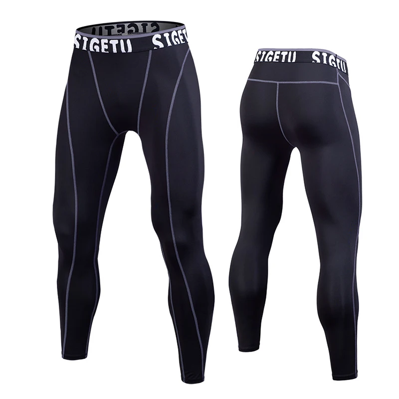 High Quality GYM Compression Pants Men Running Tights Quick-drying Skinny Trouser GYM Fitness Sport Leggings Yoga Men Sportswear - Цвет: 907 black