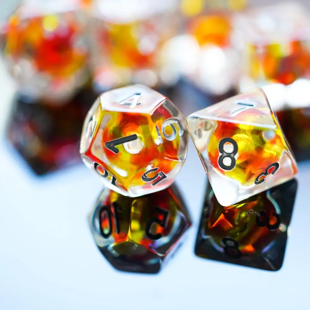 7 шт./компл. стеклянные бусины игральные кости DND D & D4 D6 D8 D10 % D12 D20 многогранные игры