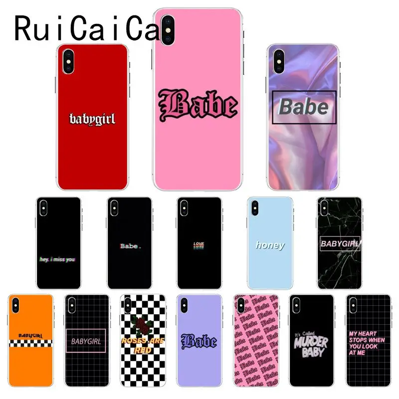 

Ruicaica Babe babygirl honey line Text art Customer Phone Case for iPhone 8 7 6 6S Plus X XS MAX 5 5S SE XR 10 Cover