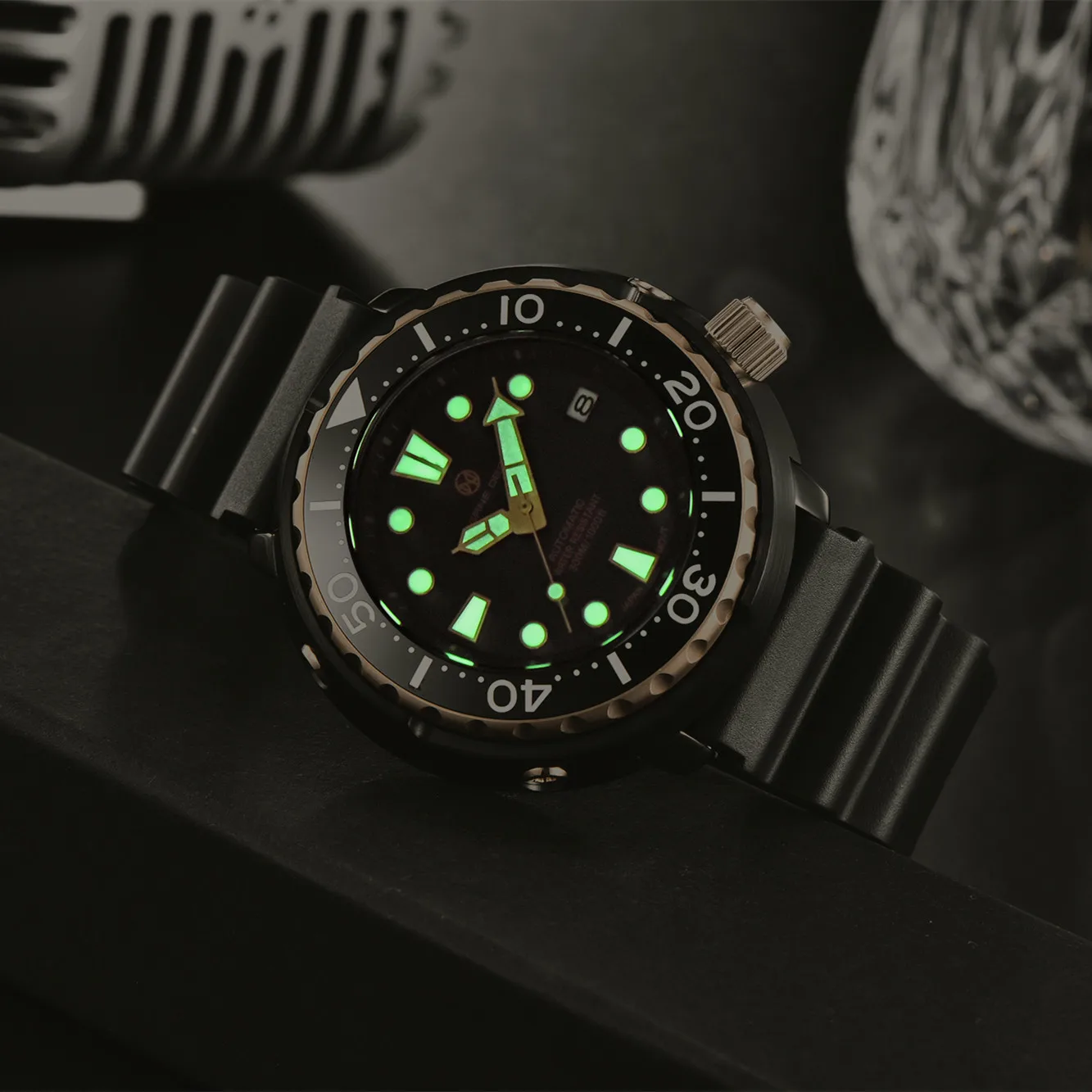 PAGRNE DESIGN Diver Men's watch 300M Waterproof NH35 Mechanical Watches Sapphire Crystal  Automatic Wristwatch Relogio Masculino