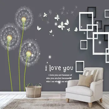 

Custom Self-Adhesive Wallpaper Modern Hand-painted Dandelion 3D Stereo Square Frame Murals Living Room Bedroom 3D Wall Stickers