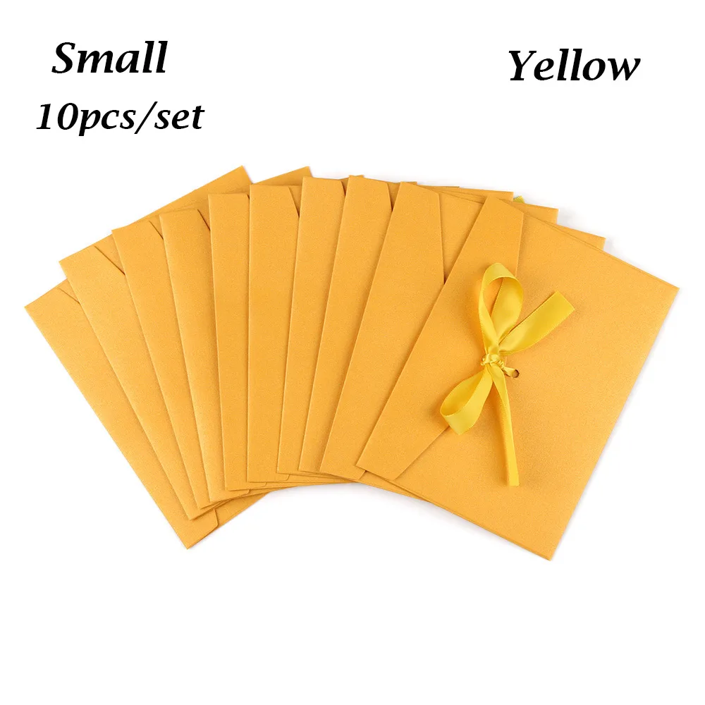 Small Yellow 10 шт. Ретро Конверт перламутровый бумажный бант утолщенная лента креативный цвет канцелярские товары свадебный подарок для офиса школьные принадлежности - Цвет: Small Yellow