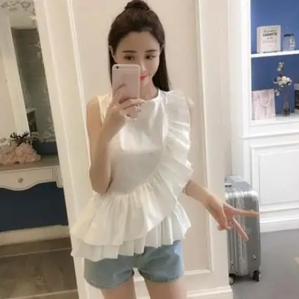 Summer new leaf womens tops and blouses sweet Mori Girls stripe sleeveless shirt Blusas Feminina plus size DV843 |