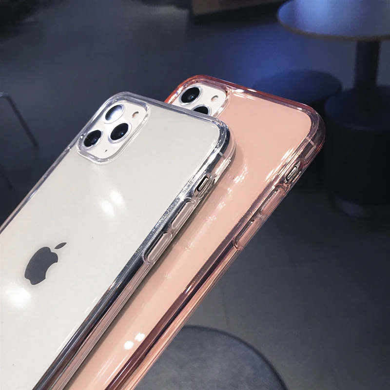 Прозрачный однотонный чехол карамельных цветов для iPhone 11Pro XS Max 6 6s 7 8 Plus X XR мягкая
