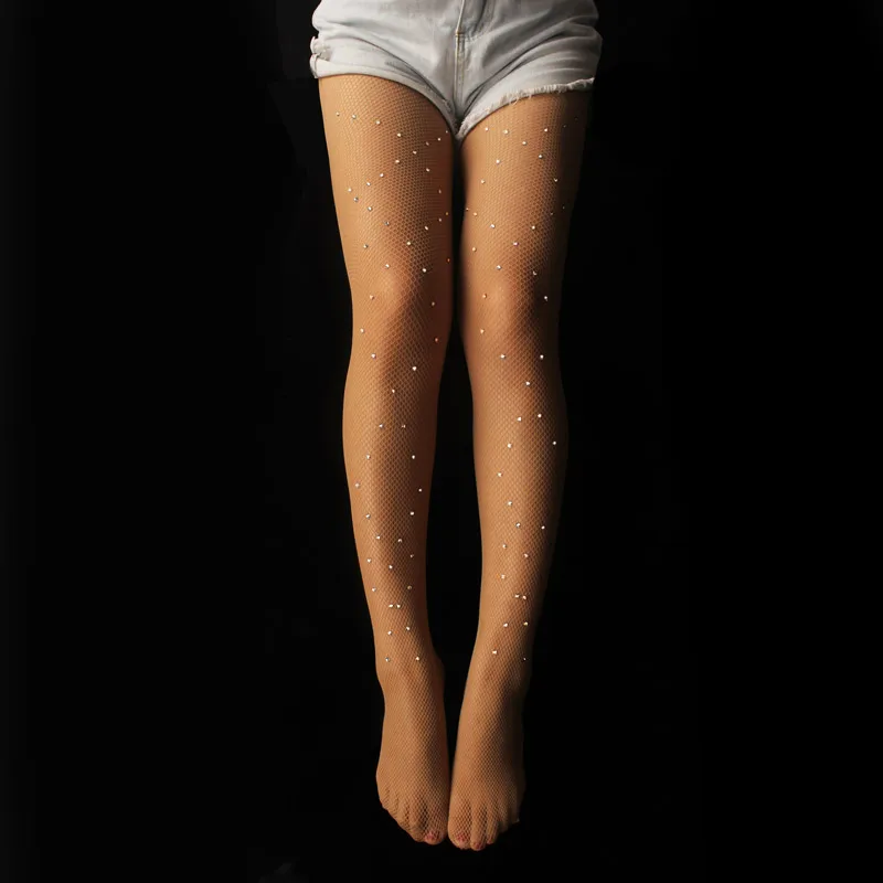 Для женщин блестящие колготки Fishnet пикантные Стразы женские бриллиантами полые