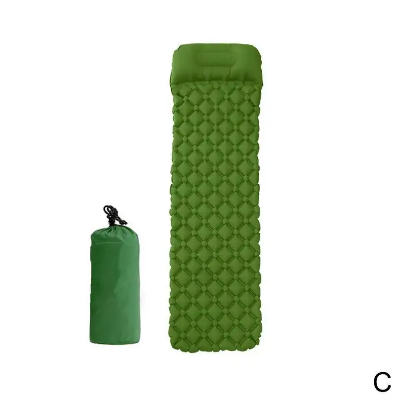 Outdoor Camping Inflatable Sleeping Pad With Pillow Diamond TPU Pressing Inflatable Cushion Ultra Light Portable Sleeping Pad - Цвет: C