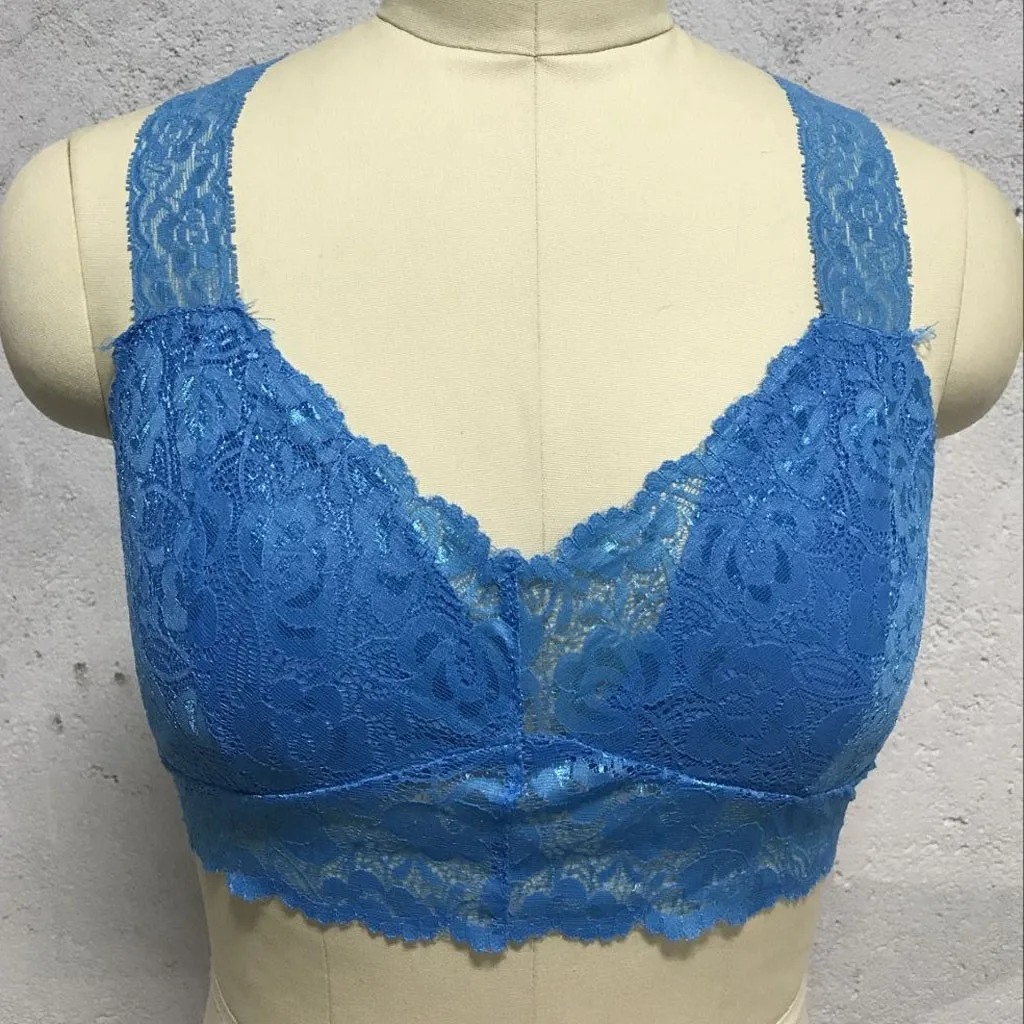 Blue S-3XL женские бюстгальтеры больших размеров, бюстгальтеры, кружевные бюстгалтеры без проволоки, бюстгальтеры для женщин, bralette encaje mujer lenceria mujer soutien gorge brasieres - Цвет: Blue