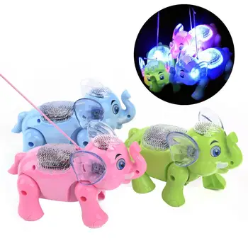 

Musical Lighting Walking Elephant Animal with Leash Kids Toy Xmas Gift Interior Accessories