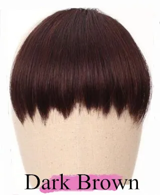 Dark Brown Pixie человеческие челки волос цельный корона волос сменный зажим в волосах части над бровью бахрома волос барцилиан не-Реми - Цвет: Dark Brown