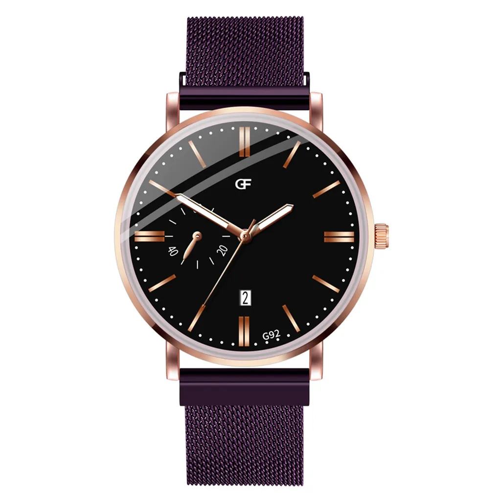 Мужские часы s relojes hombre простой стиль деловые часы мужские модные сетчатые часы с магнитным браслетом Мужские кварцевые часы