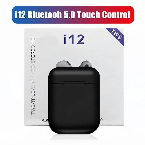 TWS Black Беспроводные Bluetooth наушники i12 TWS спорт телефон Bluetooth 5,0 наушники с наушниками аксессуары чехол для i7s i10 i13 i30 i20 TWS - Цвет: TWS Black