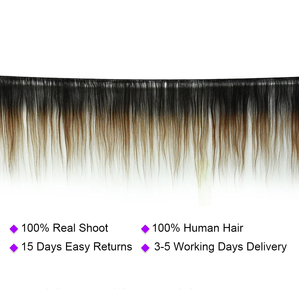 HairUGo Омбре бразильские прямые человеческие волосы пучки с закрытием#1B27/1B30/1B33 не Реми волосы переплетения 3/4 пучков с закрытием