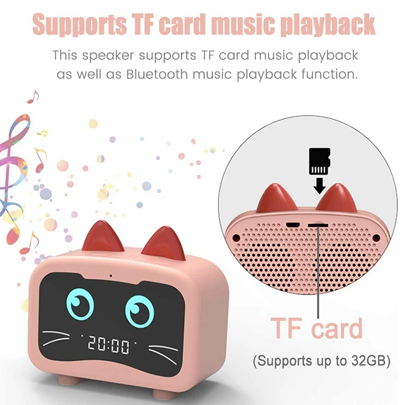 Будильник Радио с Bluetooth кошачьи уши динамик, цифровой fm-радио, Hands Free HD вызов, usb зарядный порт для тяжелых спящих хо
