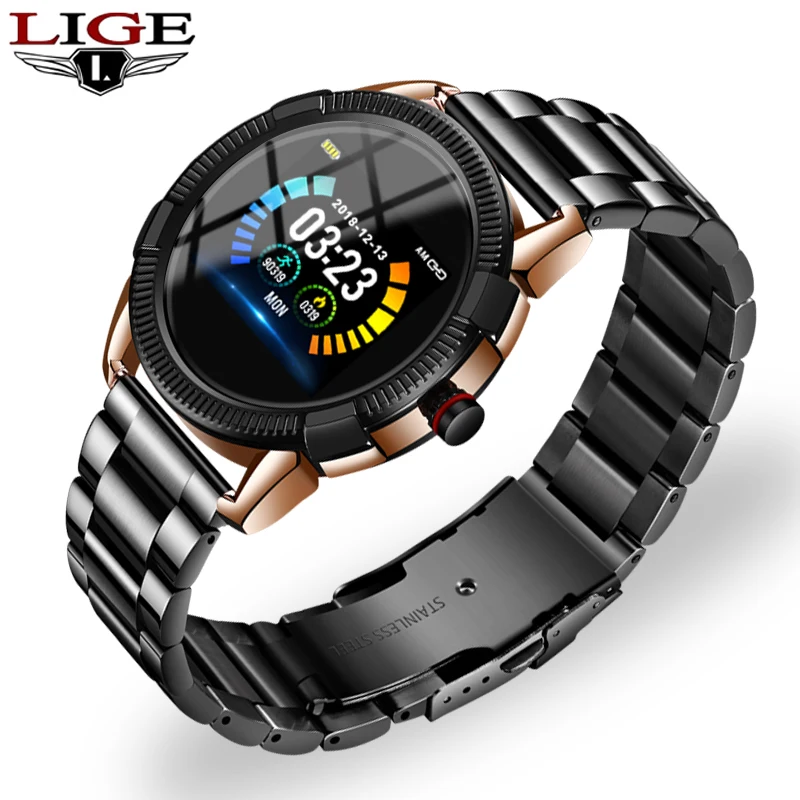 

LIGE Men's Watch Sports Fitness Tracker IP67 Waterproof Heart Rate Sphygmomanometer Pedometer for Android ios Health Smart Watch