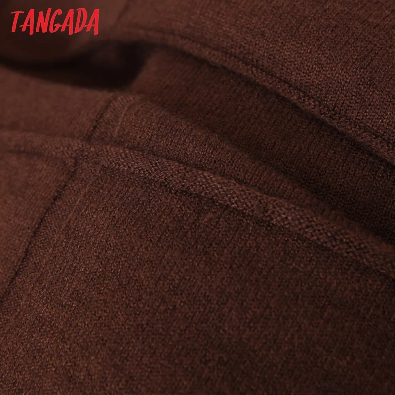 Tangada Женская трикотажная юбка с высокой талией теплая зимняя женская мода шикарная юбка до середины икры faldas mujer SL04