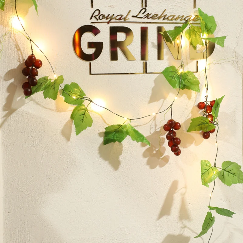 

Artificial Grape Vine With Led Light String Decorative 2M 20LED,Birthday Party DIY Props,Kids Room Decoration