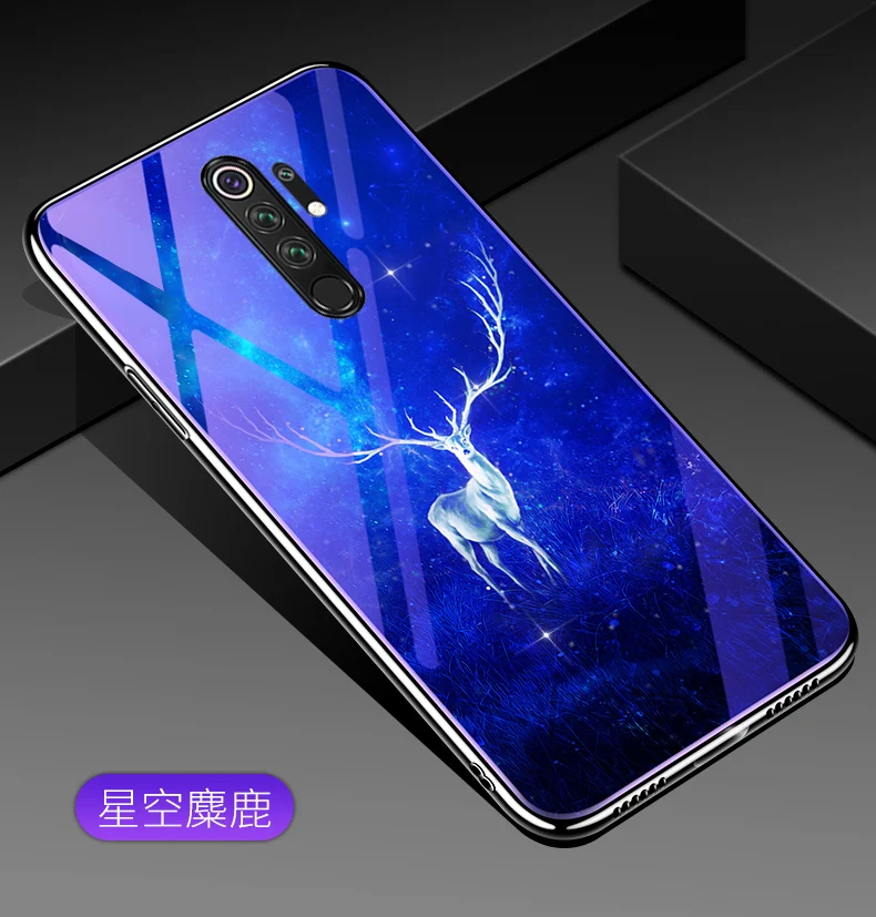 Синий свет цветок закаленное стекло чехол для Xiaomi Redmi Note 8 Pro задняя крышка для xiomi Redmi Note 8 Plus Защитные чехлы для телефона Fundas