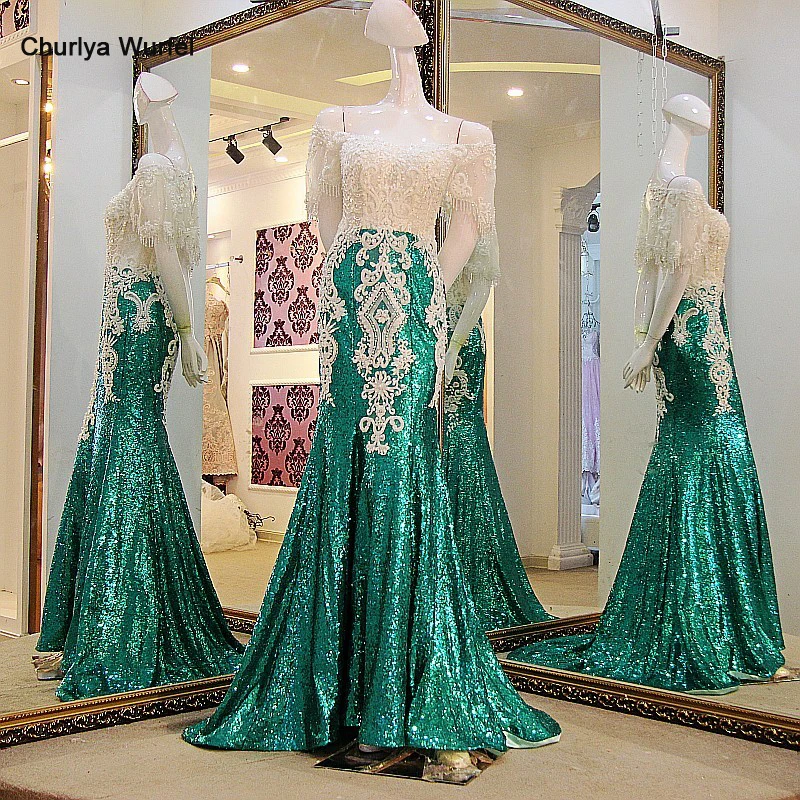 LS21771 Платье вечернее платье Sequin длинное кружево вверх назад с короткими рукавами