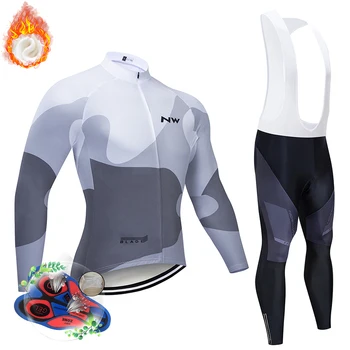 

NW 2019 Winter thermal fleece Cycling Clothes Northwave men's Jersey suit thick riding bike MTB clothing warm set