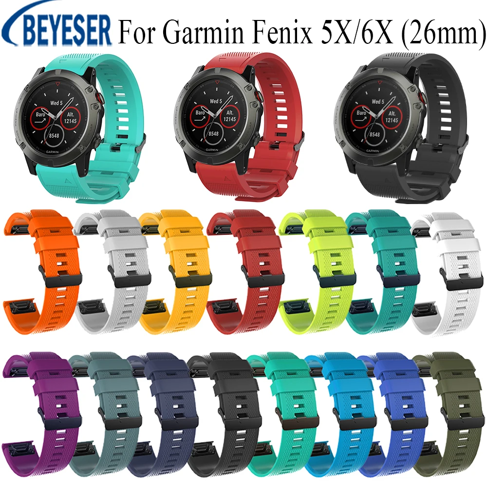 

26mm Straps For Garmin Fenix 5X Wristband for Garmin Fenix 6X Watch Quick Replacement Silicone Easy fit Wristband watch Bracelet