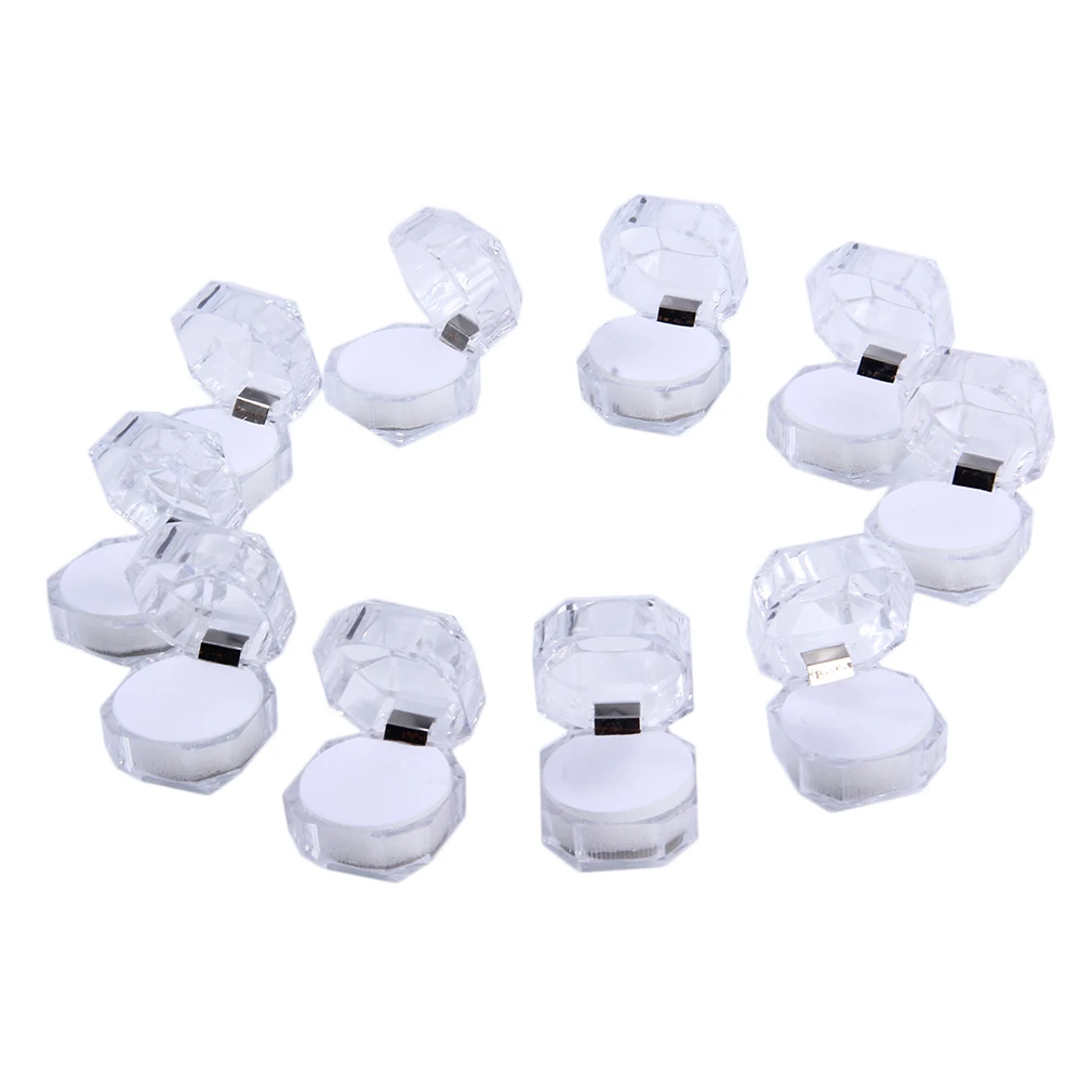 

10pcs Clear Acrylic ring Display Storage Box Ring Earrings Display Boxes Organizer Package Case Transparent Jewelry Gift Box &15