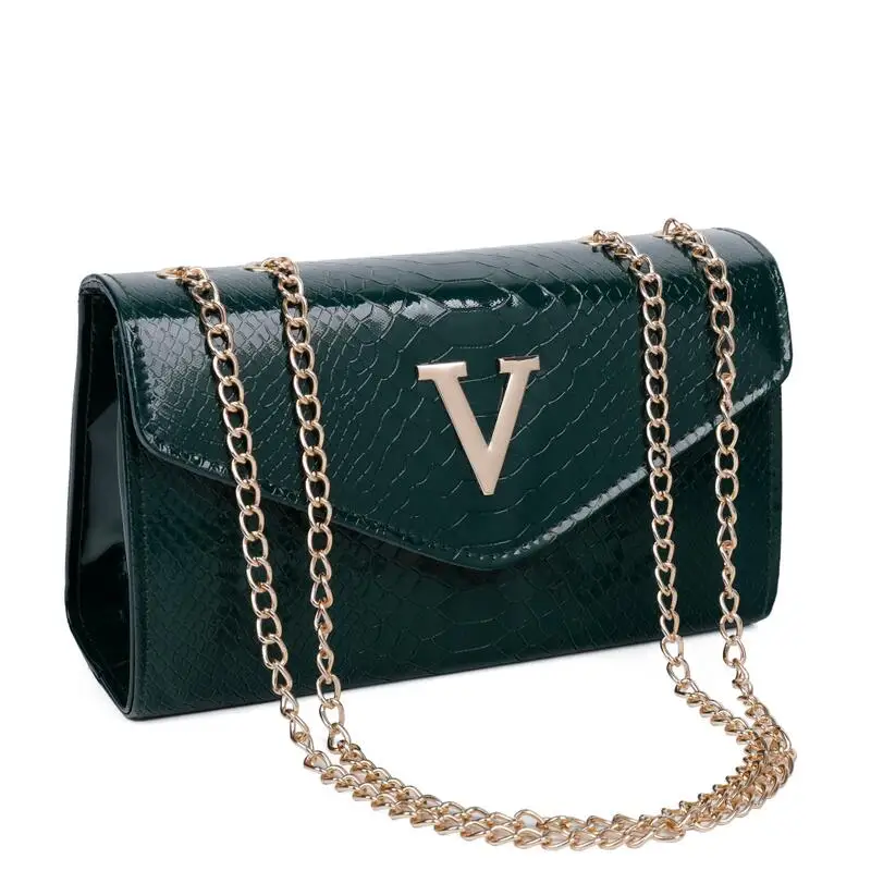 Модная женская сумка, новинка, Крокодиловая Кожа, женская сумка на цепочке, женская сумка-тоут, брендовые сумки-мессенджеры для женщин, Повседневная сумка через плечо - Цвет: small green