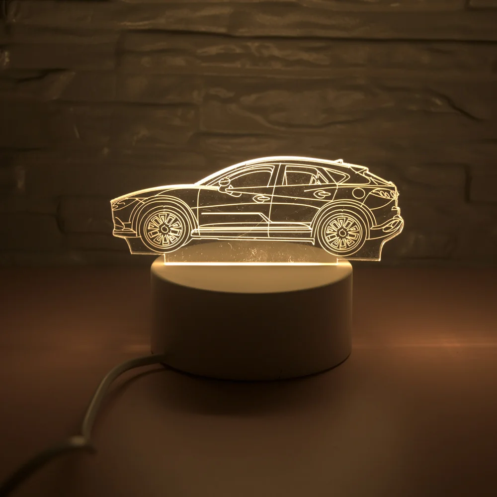 EU Plug LED 3D Lamp Illusion Switch Night Light DIY Acrylic Night Light Warm White Home Decor Atmosphere Christmas Gift lantern - Испускаемый цвет: Car
