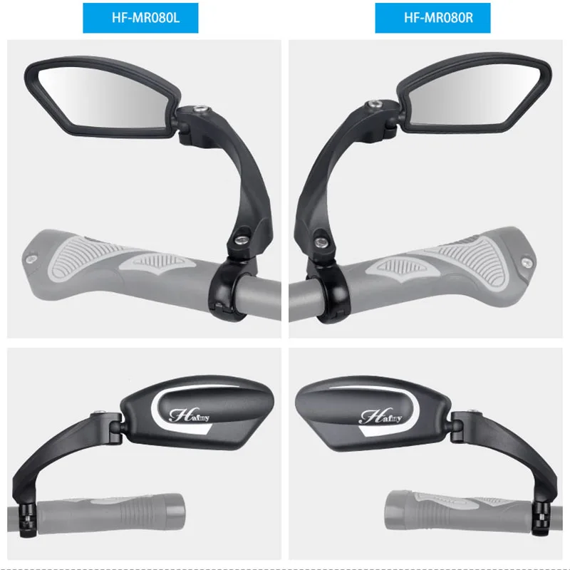 2 Pcs Unbreakable Stainless Steel Lens 1Pc Bicycle Mirror Clear Wide Range Back Sight Reflector Angle Adjustable, Left with Rig