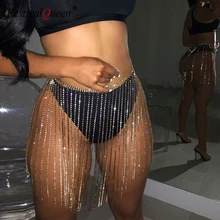 Золотые, серебряные, блестящие, Кристальные юбки со стразами, бриллиантами, кисточками, регулируемой талией, в стиле пэчворк, сексуальные женские вечерние мини-юбки