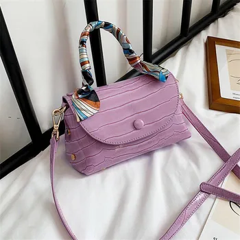 

Summer New Stone Pattern Handbags Designer Bags For Women 2020 Ribbons PU Leather Crossbody Bags Sac A Main Femme Shoulder Bag