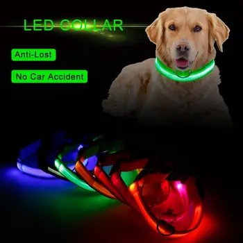 

Nylon Pets Collar LED Light Up Cats Dogs Harness Adjustable Safe Flash Collar Glowing In the Dark Pets Product Accessories