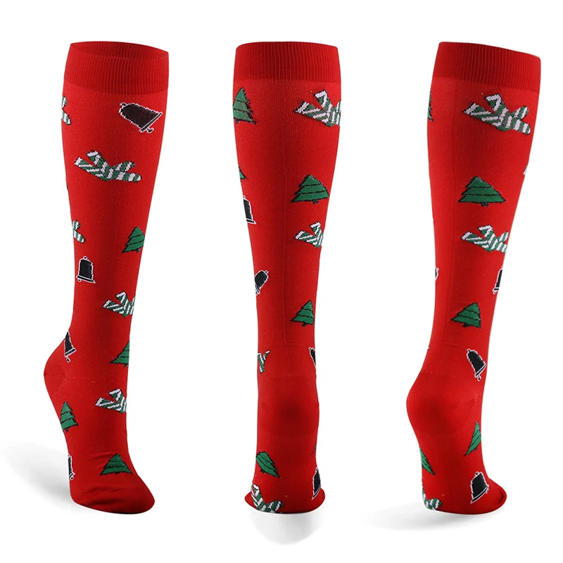 Рождественские чулки, высокие эластичные, унисекс, дышащие, компрессионные, для защиты ног, чулки, для фитнеса, футбола, формирователь ног, чулки - Цвет: as show