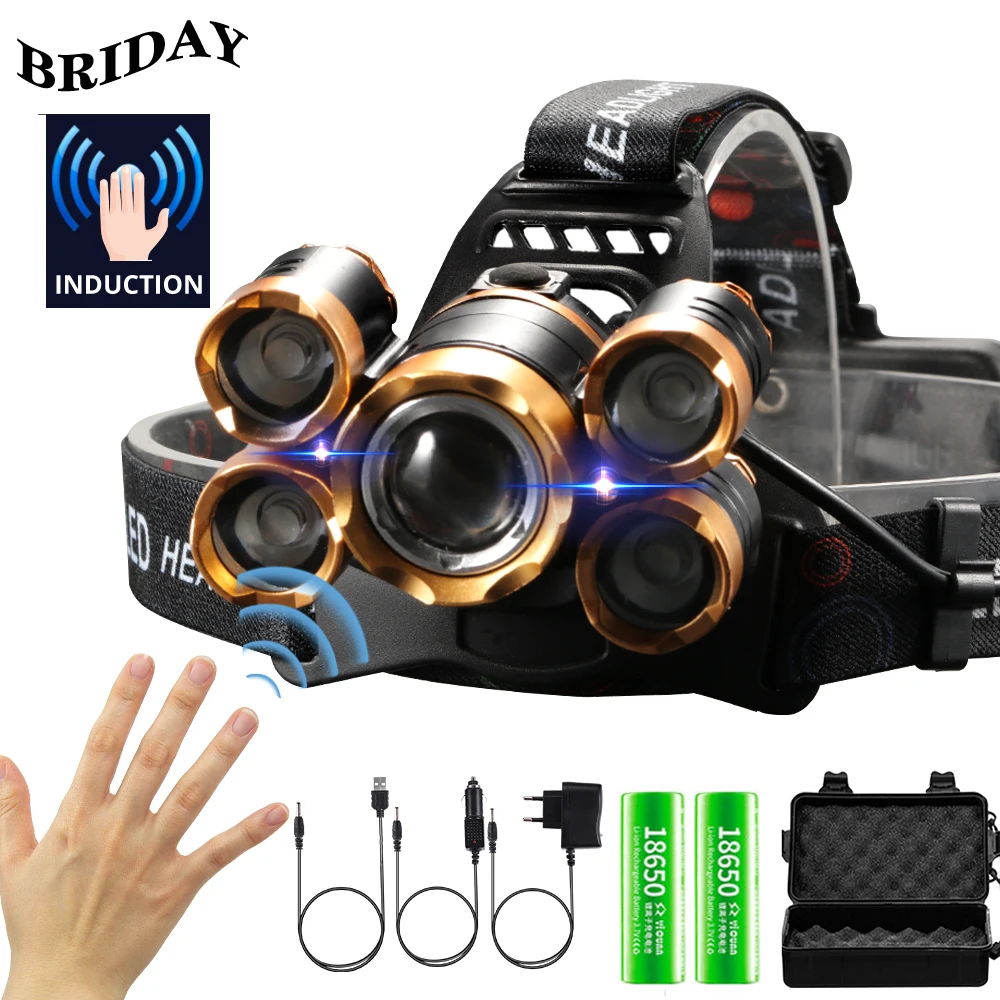 Перезаряжаемый светодиодный налобный фонарь с ИК-датчиком умная фара высокой