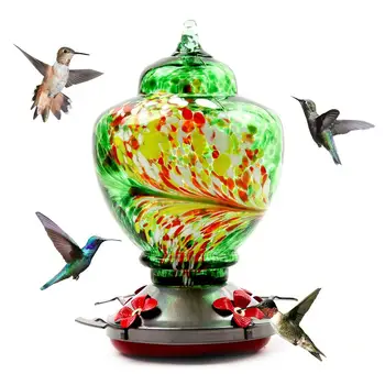 

Pet Bird Feeder Hummingbird Feeder Bird Perch For Outdoors Patio Hand Blown Glass Hanging Hummingbird Feeder