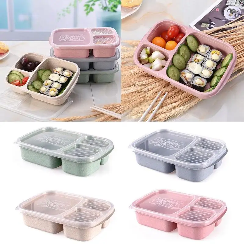 Пшеничное волокно+ PP микроволновая печь Bento Ланч-бокс барбекю еда фрукты контейнер многоразовые переносной ящик для хранения для детей студентов рабочих