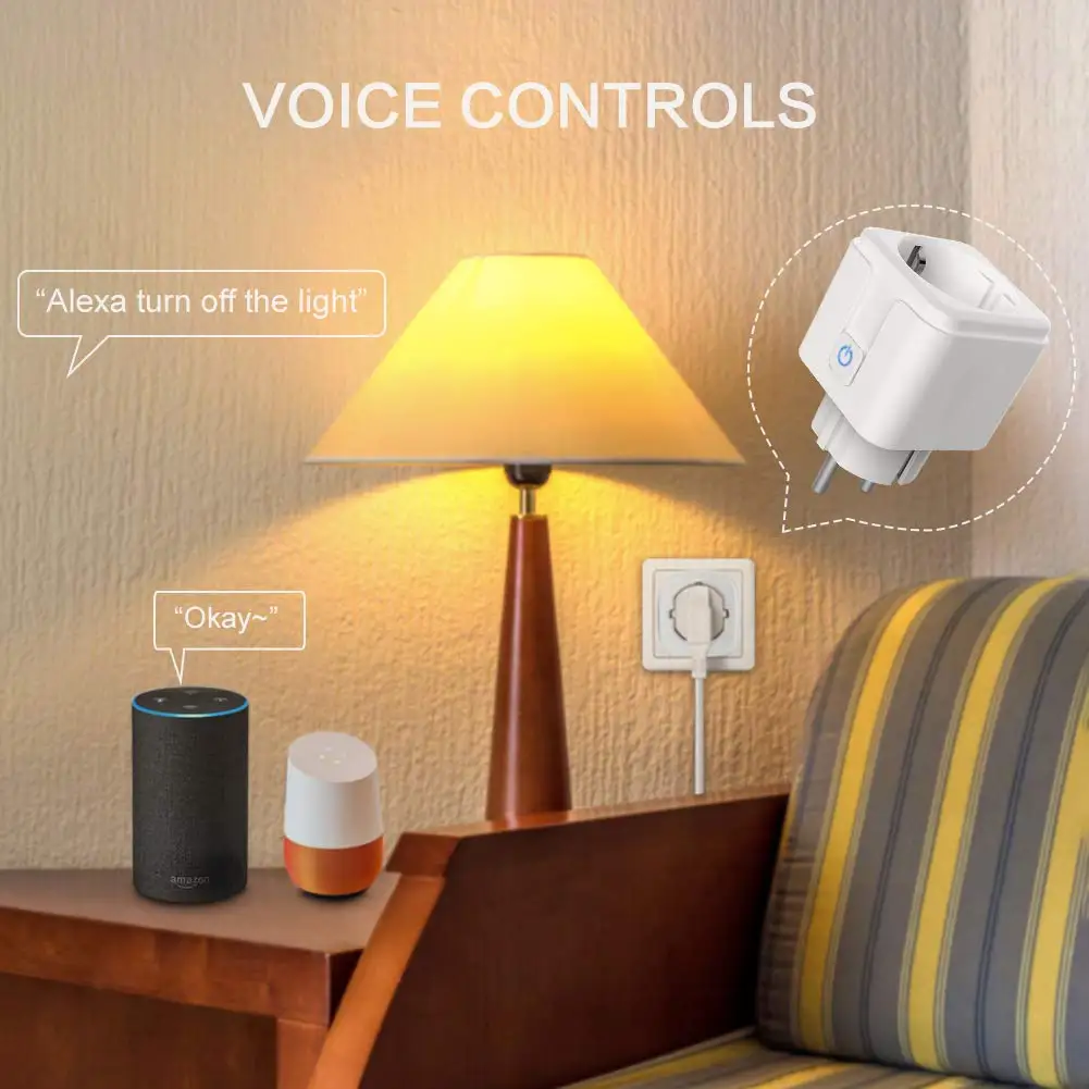 Tomada Inteligente de Casa Wifi Conectado Soquete com Temporizador ue Reino Unido Adaptador Tomada Tuya 16a Monitor Energia Funciona com Alexa Google Assistente - Image 4