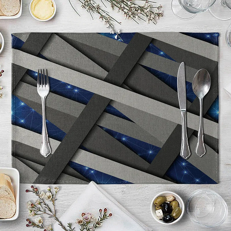 2 Colorful Geometric Lattice Placemat Fabric Coaster Table Decoration Mat Kitchen Manteles individuales Onderzetter - Цвет: 2
