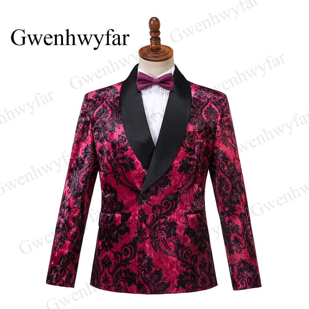 Gwenhwyfar, 3 предмета, бархатные костюмы для мужчин, осень, банкетная серия, Дворцовый узор, мужские свадебные костюмы для жениха, мужские вечерние смокинги