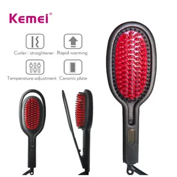 

Electric Hair Brush Tourmaline Ceramic Hair Straightener Rapid Heating Straightening Comb Household Negative Ion Beauty Tool 45D