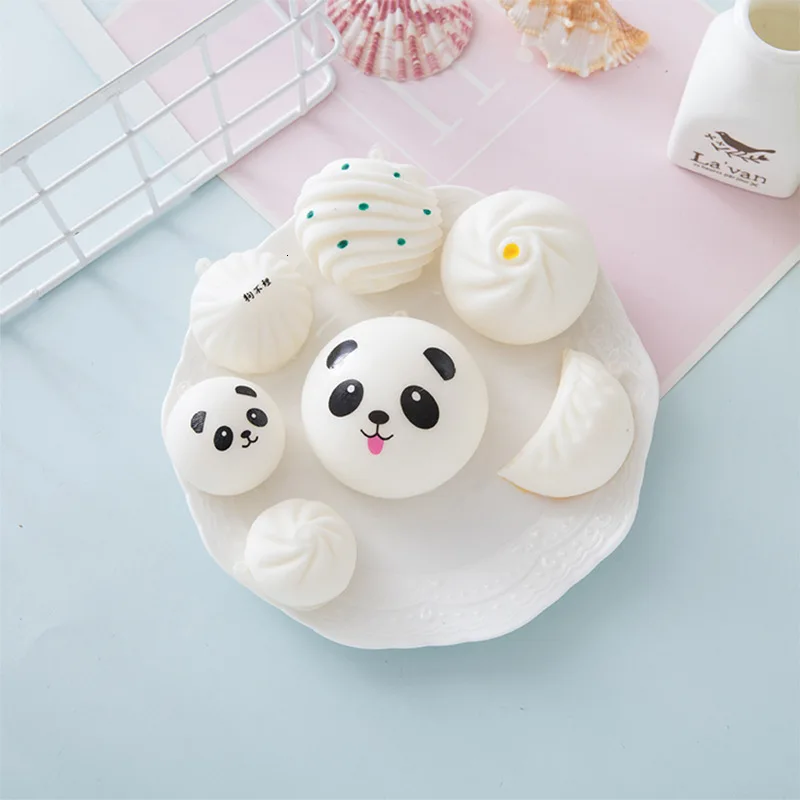 

2019 Random Styles 10pcs/lot Fashion Kawaii Cartoon Panda Banana Biscuit Squishies PU Squishy Slow Rising Cream Scented Kids Toy