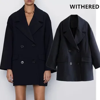 

Withered blazer feminino england bavy vintage double breasted oversize blazer women blazer mujer 2019 women blazers and jackets