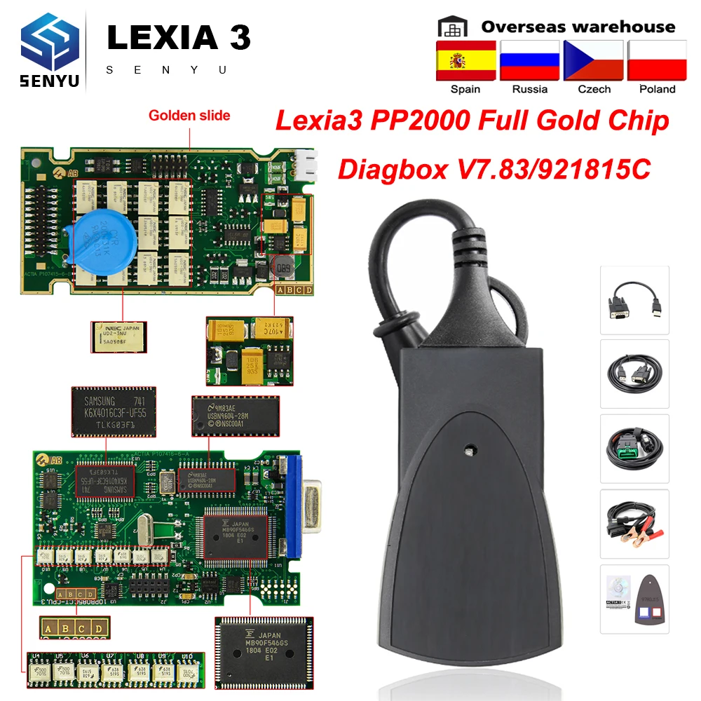 Lexia 3 Full Gold Chip 921815C PP2000 Diagbox V7.83 Lexia3 For Citroen/Peugeot Auto Scanner Lexia OBD OBD2 Car diagnostic Tools