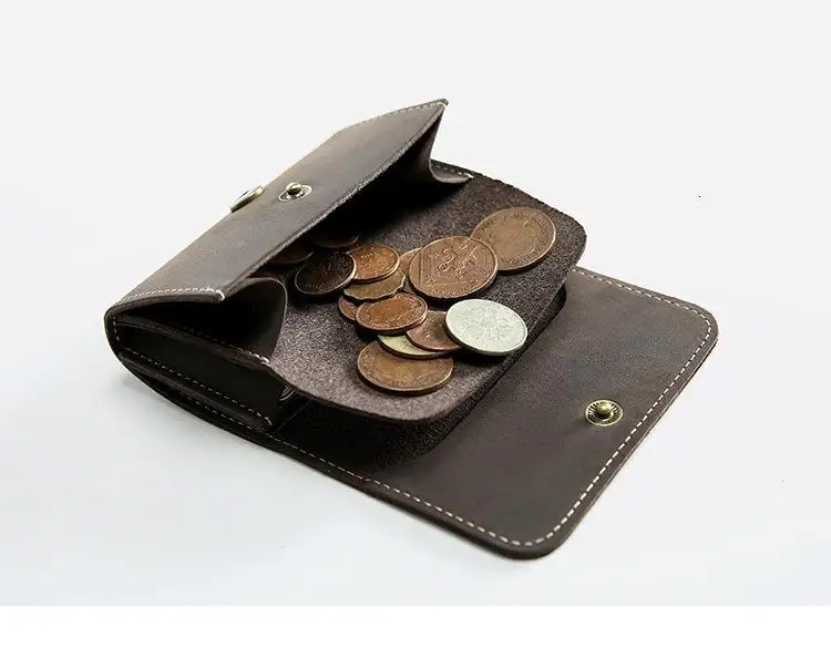 

2019 Crazy Horse Men Short Coin Wallet Manual Cowhide Small Change Purse Design Genuine Leather Coin Pouch Carteira Masculina
