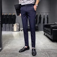 Мужские повседневные брюки, осень и зима, новые тонкие английские девять штанов для молодых людей, индивидуальная модная мужская одежда